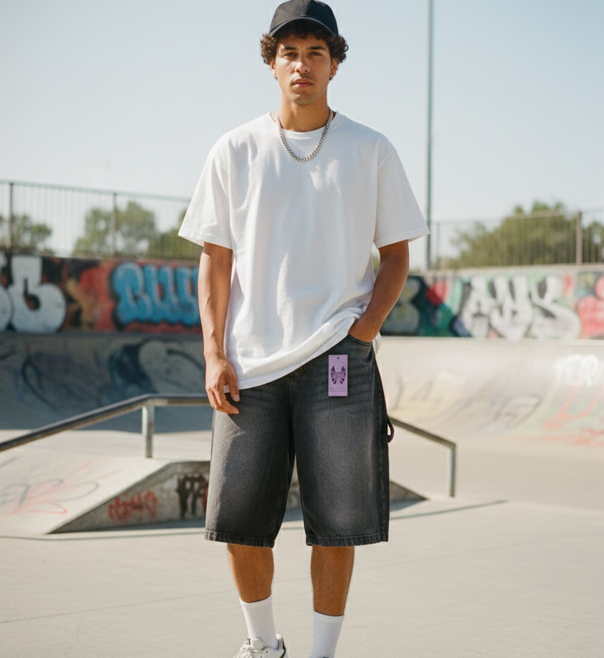 Bermudas Baggy negro/gris