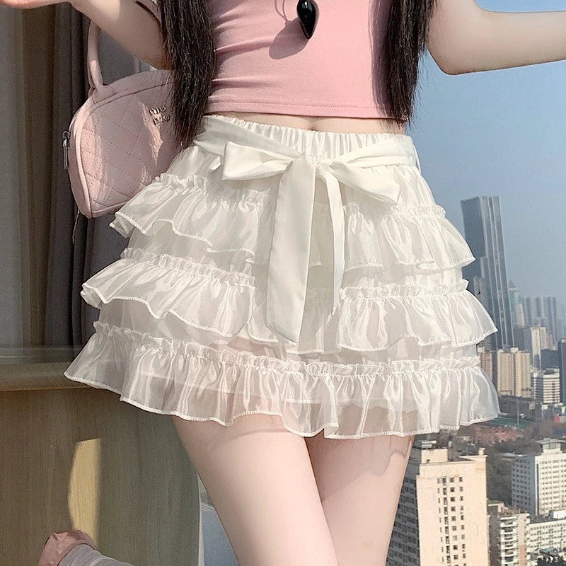 Falda vuelos organza crystal con lazo