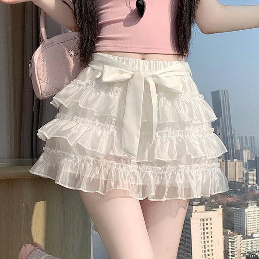 Falda vuelos organza crystal con lazo