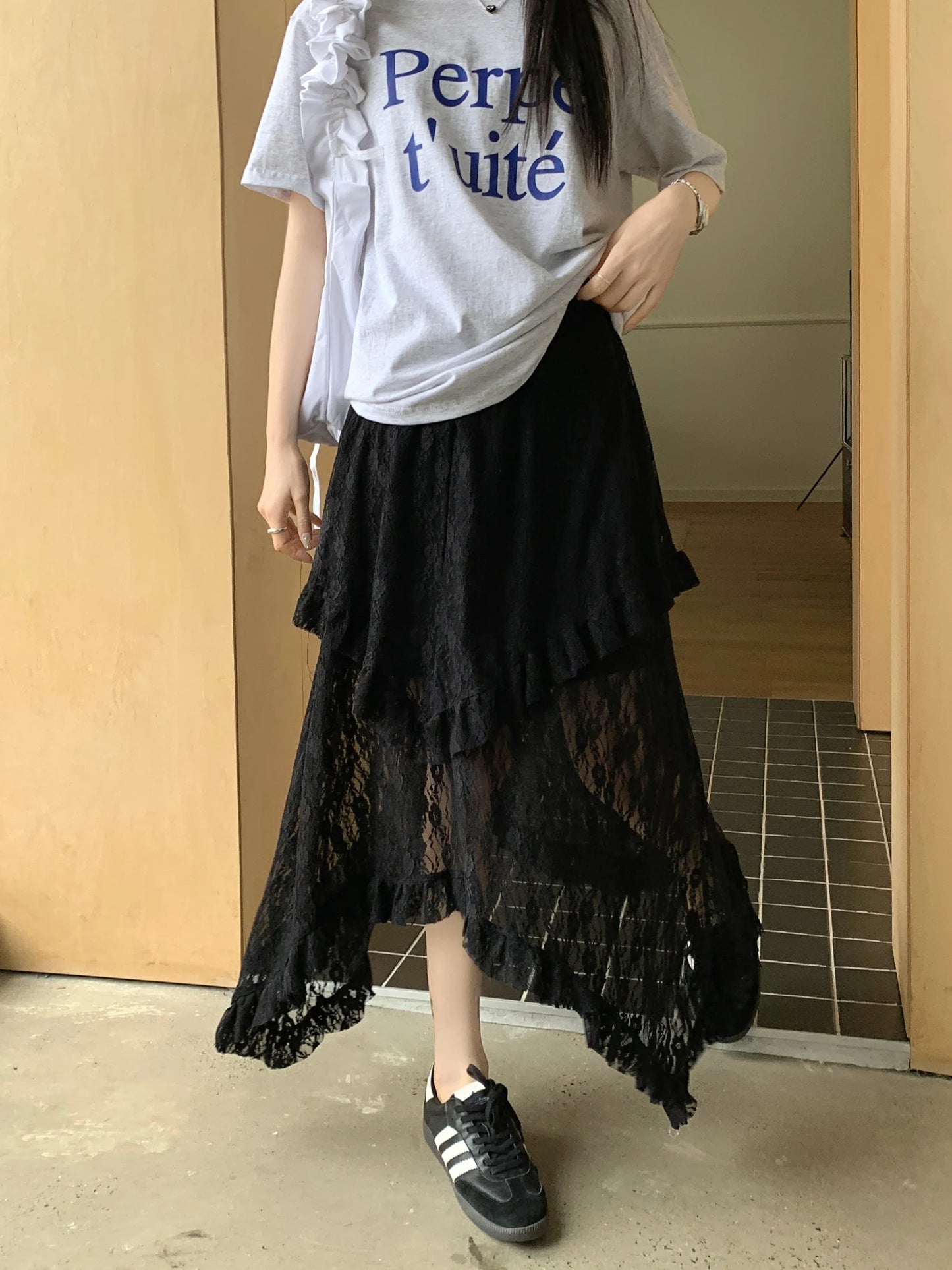 Falda midi encaje japan